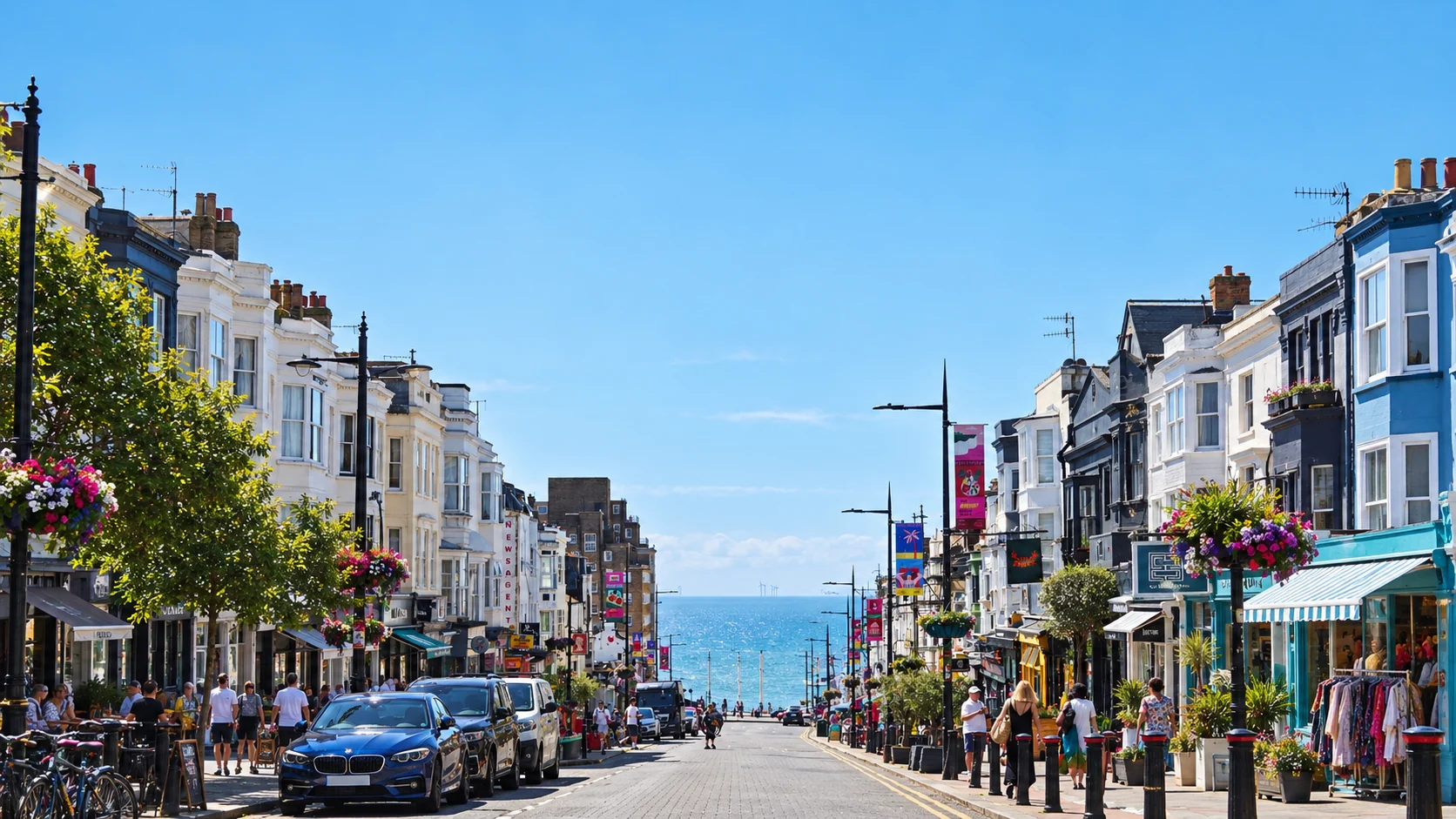 Brighton street leading towards the sea